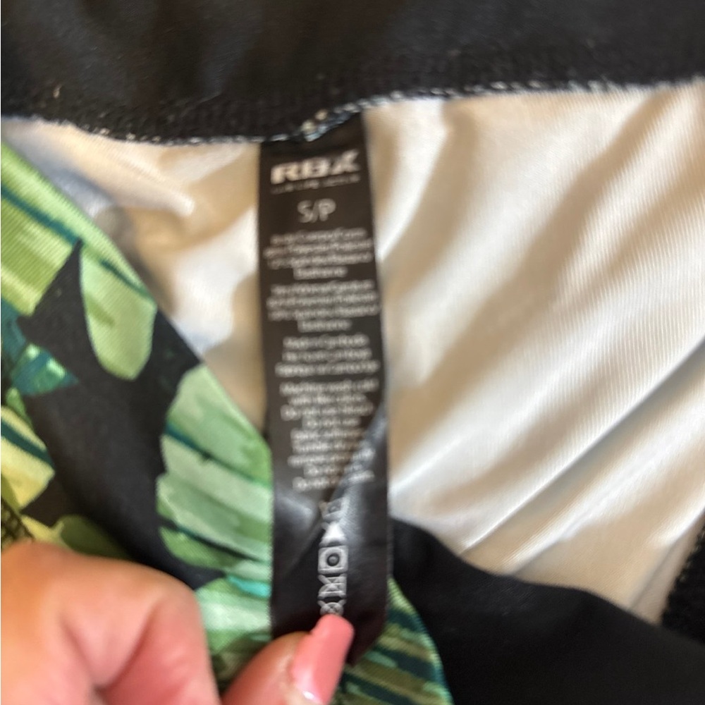 RBX Blue/Green/Black Leggings Mesh sides and Bottoms Sz SP Like New Activewear - Picture 6 of 7